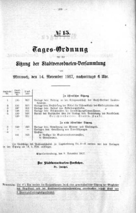Tages-Ordnung No. 15 (135-142), 14. November 1917