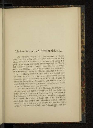Nationalismus und Kosmopolitismus.