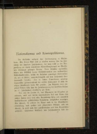 Nationalismus und Kosmopolitismus.