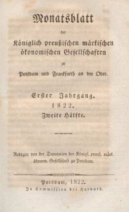 Erster Jahrgang. 1822. Zweite Hälfte.