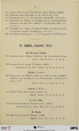 Gemälde, Aquarelle, Stiche (Nr. 521-552)