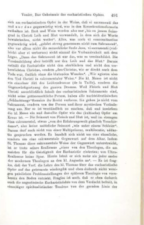 490-493 [Rezension] Vonier, Ansgar, Das Geheimnis des eucharistischen Opfers