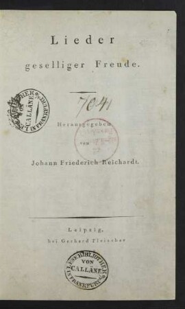 [Abth. 1]: Lieder geselliger Freude