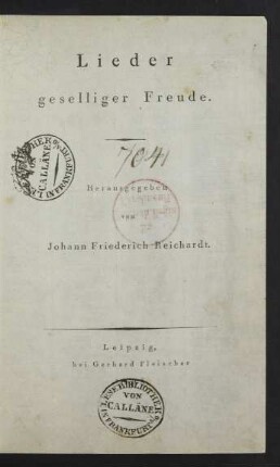 [Abth. 1]: Lieder geselliger Freude