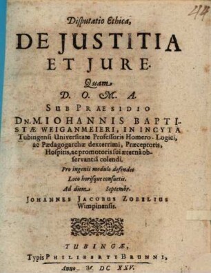 Disputatio Ethica, De Justitia Et Jure
