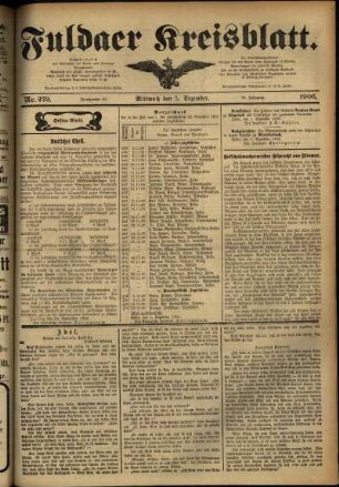 Erste Ausgabe vom Mittwoch, den 05. Dezember 1906.