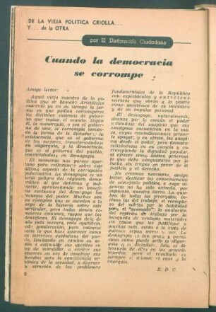 Cuando la democracia se corrompe : De la vieja política criolla y... de la otra