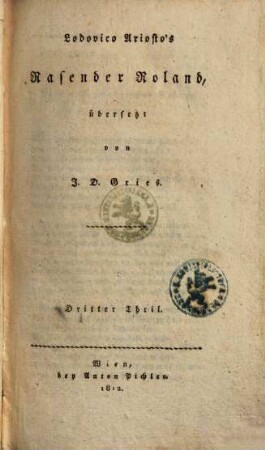 Lodovico Ariosto's Rasender Roland, 3