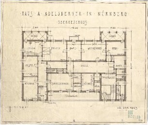 Fischer, Theodor; Nürnberg; Haus Adelsberger - Grundriss OG