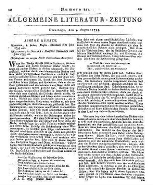 Poetische Blumenlese aufs Jahr 1795 etc. (Beschluß der im vorigen Stücke abgebrochenen Recension.)