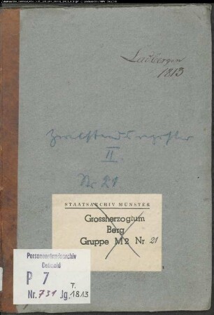 Zivilstandsregister der Munizipalität Ladbergen (GHT 1813). (Gemeinde: Ladbergen, Kreis Tecklenburg)