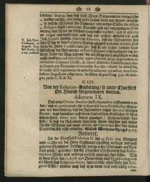 C. III. Von der Religions-Aenderung, ...
