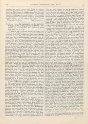657-660 [Rezension] Overbeck, Franz, Die Bischoflisten und die apostolische Nachfolge in der Kirchengeschichte