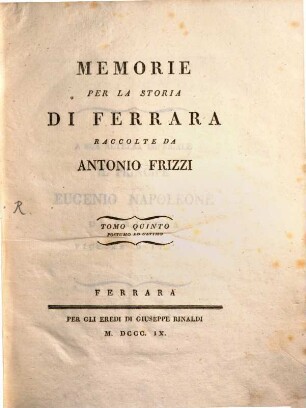 Memorie per la storia di Ferrara. 5, Postumo ed ultimo