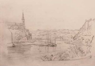 Flußlandschaft mit Kirche