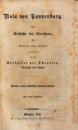 Rosa von Tannenburg : Eine Geschichte des Alterthums