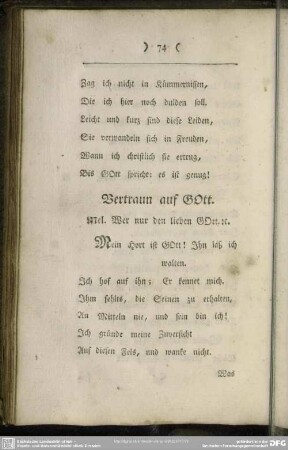 Vertraun auf GOtt. Mel. Wer nur den lieben GOtt, [et]c.