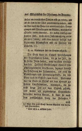 §. 19. Ahndungen sind im Traume möglich.