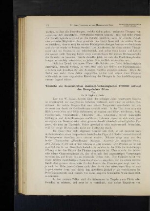 Versuche zur Demonstration chemisch-technologischer Prozesse mittelst des Hempelschen Ofens.