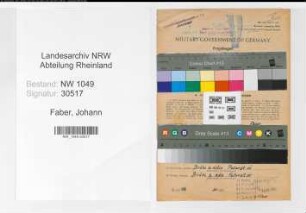 Entnazifizierung Johann Faber , geb. 01.07.1904 (Lokfuehrer)