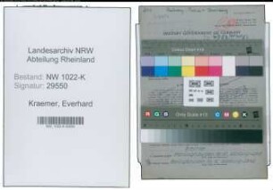 Entnazifizierung Everhard Kraemer , geb. 19.10.1907 (Bahnpolizist)