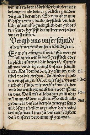 Vergib uns unser schuld/ als wir vergeben unsern schuldigern.