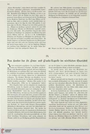 IX: Das Fenster der St. Peter und Pauls-Kapelle im nördlichen Querschiff