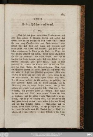XXIII. Ueber Büchernachdruck.