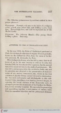Appendix to the Sutherland Gallery