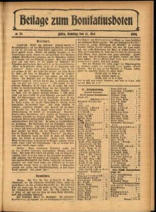 Zweite Ausgabe vom Sonntag, den 15. Mai 1904.