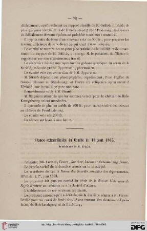 Séance extraordinaire du Comité du 10 août 1863