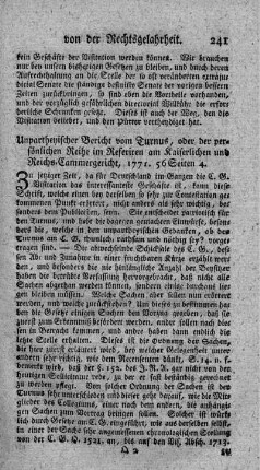 Unpartheyischer Bericht vom Turnus, oder der persönlichen Reihe im Referiren am kaiserlichen- und Reichs-Cammergericht.