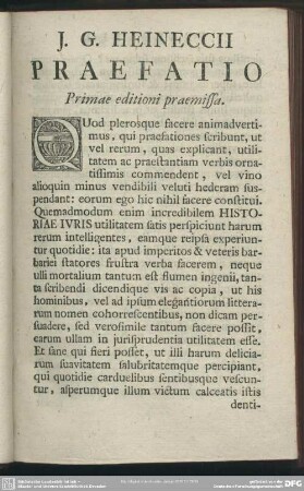 I. G. Heineccii Praefatio