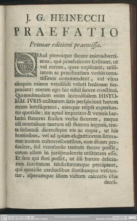 I. G. Heineccii Praefatio