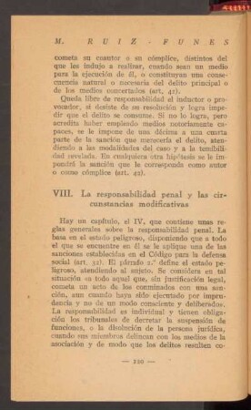 VIII. La responsabilidad penal y los circunstancias modificativas