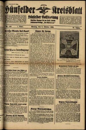 Erste Ausgabe vom Montag, den 09. Oktober 1939.
