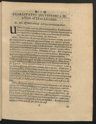 Exercitatio Iustinianea III. à Tit. 12 ad Tit. 20. Lib. I. Instit.