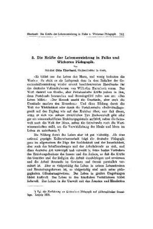 Die Kräfte der Lebenserziehung in Falks und Wicherns Pädagogik : 1. Johannes Falk