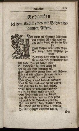 Gedanken bei dem Anblik eines mit Bohnen besaamten Akkers. - Der grösseste Betrieger.