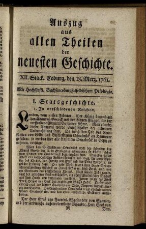 XII. Stück. Coburg, den 18. Merz, 1761.