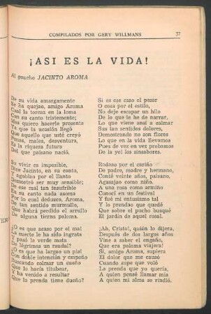 ¡Así es la vida! : Al gaucho Jacinto Aroma