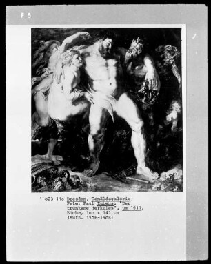 Zwei Allegorien — Der trunkene Herkules, von einer Nymphe und einem Satyrn geführt
