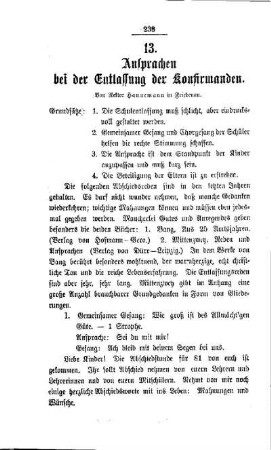 Ansprachen bei der Entlassung der Konfirmanden