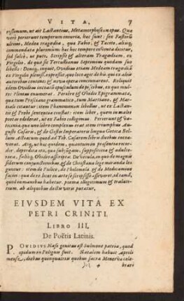 Eiusdem Vita Ex Petri Criniti Libro III.
