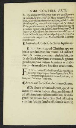 Articulus Confess. decimus septimus.