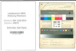 Entnazifizierung Karl Heinz Schnicker , geb. 14.09.1920 (Techniker)