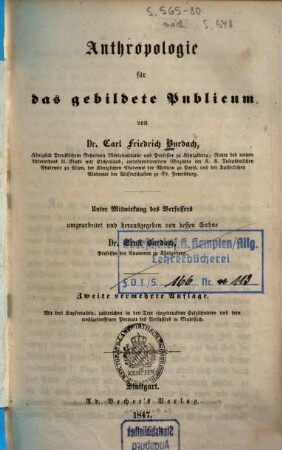 Anthropologie für das gebildete Publicum