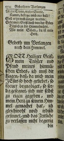 Gebeth um Verlangen nach dem Himmel