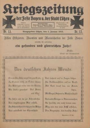 1915: Kriegszeitung der Feste Boyen und der Stadt Lötzen