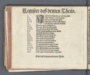 Register deß dritten Theils